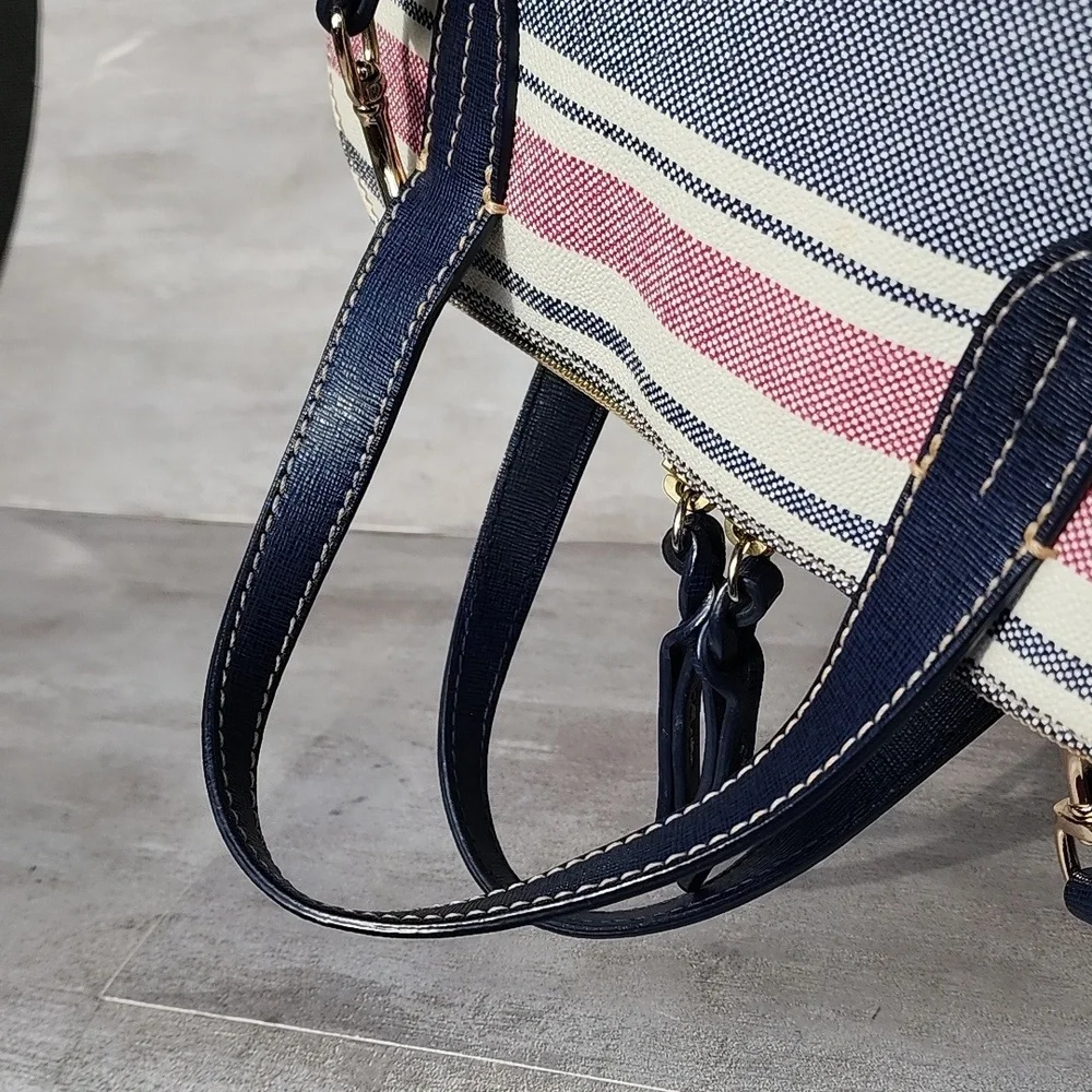 Dooney & Bourke Westerly Navy and Pink Striped Satchel Bag